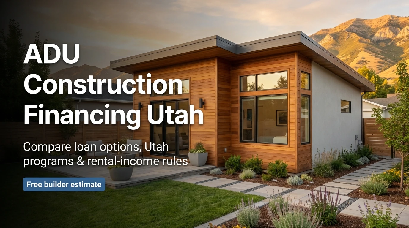 ADU construction financing options in Utah — comprehensive guide to HELOCs, construction loans, FHA 203k, and Utah-specific programs