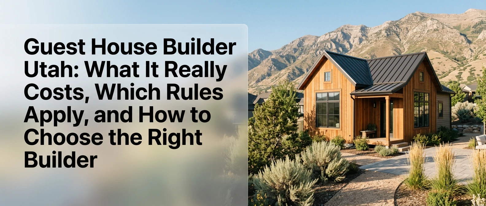 Guest house builder Utah — detached ADU with mountain views showing costs, rules, and how to choose the right builder