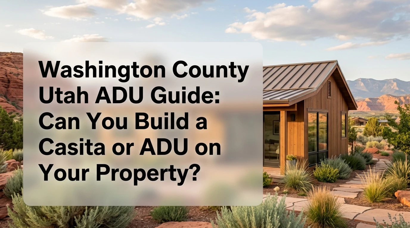 Washington County Utah ADU guide \u2014 casita with red rock desert backdrop, St. George area